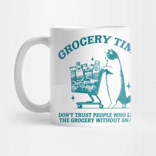 Grocery Time Funny Cat Shirt / Funny Cat Meme Shirt / Ironic Shirt / Weirdcore Clothing / Oddly Specific / Unhinged Mug